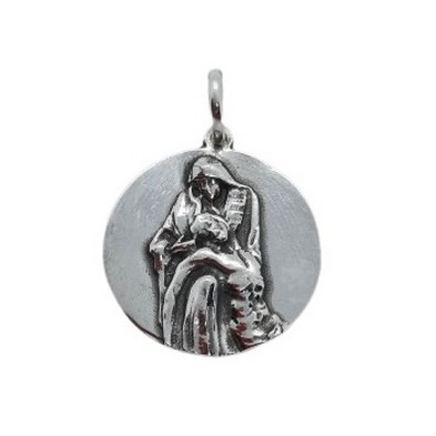 Medalla de la Virgen de la piedad, tamaño 2m mm.<BR>Fabricada en plata de 1ª Ley.