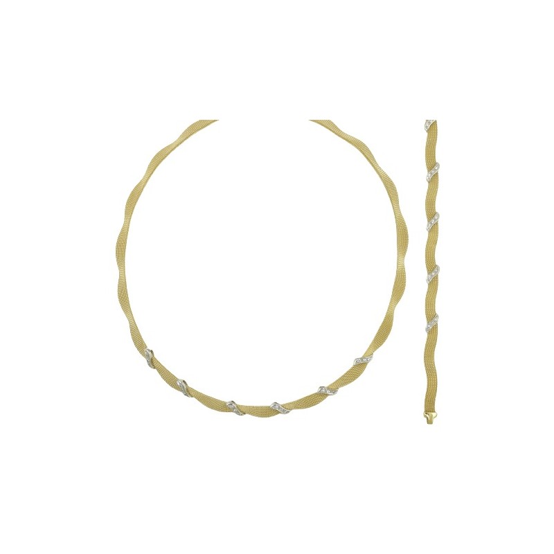 Gargantilla y Pulsera con circonitas fabricada en oro de 18 kilates<BR>Largo de la gargantilla&nbsp; 45 cm , ancho de 6 mm. Cier