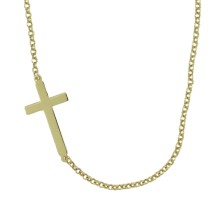 <p>Cruz horizontal con cadena  <br />Fabricada en oro de 18 kilates. <br />Largo de 40 cms. <br />Tamaño de cruz 25 mm.</p>