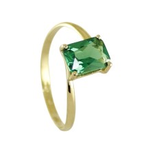 Anillo con piedra verde para mujer.<BR>Fabricado en oro de 18 kilates, tamaño de la piedra 7 x 5 mm.
