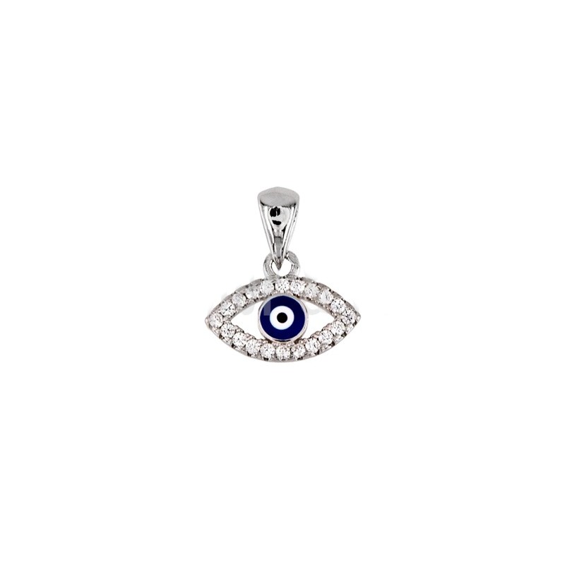 <P>Colgante ojo turco con circonitas.<BR>Este amuleto del ojo turco tiene un tamaño de 7 mm de alto y 12 mm de ancho.<BR>Este co