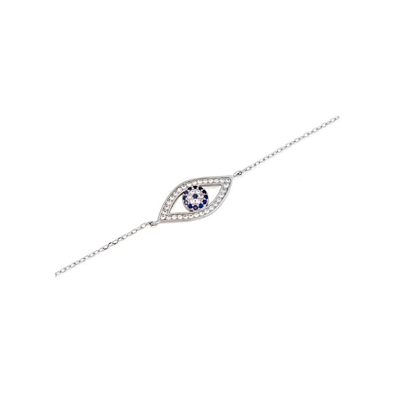 <P>Pulsera con ojo turco fabricada en plata de ley de 925 milesimas.<BR>Esta pulsera tiene un largo regulable de 17 cm. a 20 cm.
