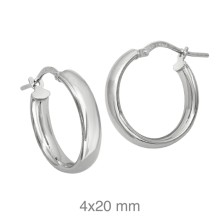 Aro plata rodiada media caña&nbsp;20 mm<BR>Estos pendientes de aros tienen un diametro de&nbsp;20 mm y un grueso de 4 mm.<BR>Los