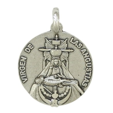 Medalla religiosa Virgen de las Angustias 21 mm.<BR>Esta medalla está matizada con la silueta de la Virgen de las Angustias en r