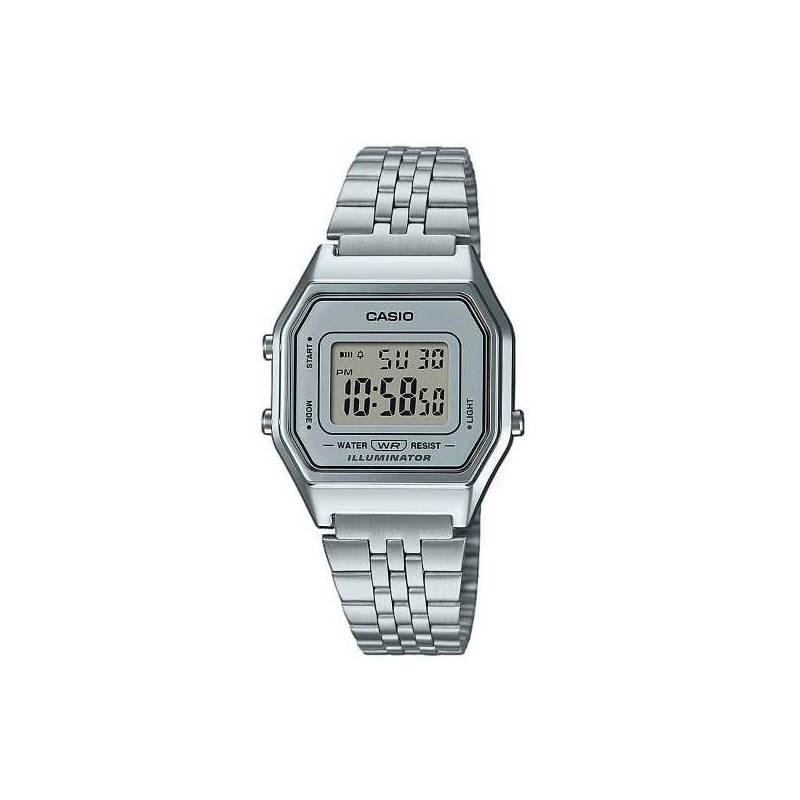 Reloj Casio Vintage LA680WEA-7EF<BR>Cristal de vidrio acrilico con correa de acero y caja de resina<BR>Cronómetro, alarma calend