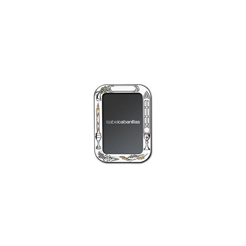 Portafoto rectangular de Comunión plateado 303 <BR>Material: Chapado electroliticamente con plata 999/000 (1 micra)<BR>Medida de