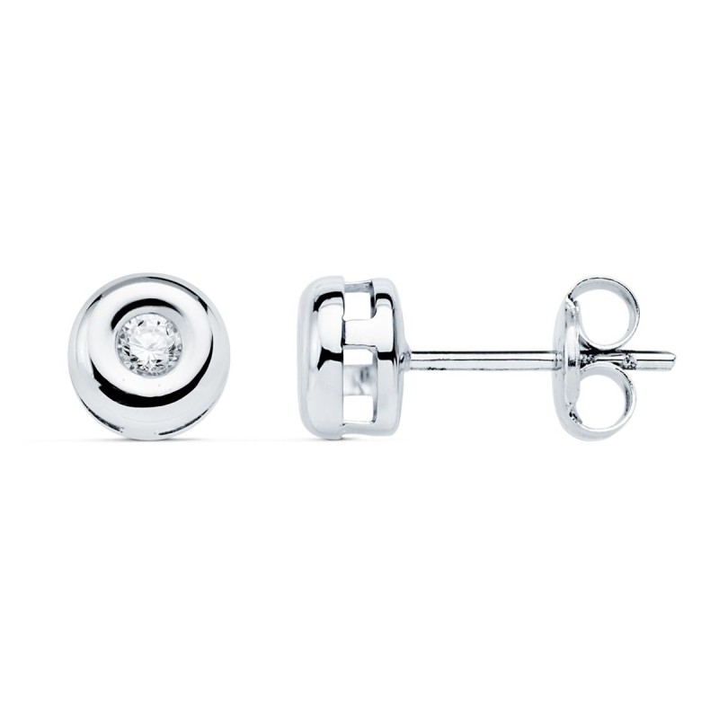 Pendientes de diamante chaton 0.10 ct oro blanco <BR>Pendientes en oro blanco con forma de diamante tiene un tamaño de 5 mm. El 