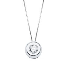 <P>Cadena con chaton de diamante 0.15 ct. oro blanco <BR>Cadena de oro blanco con un largo de 42 cm. El tipo de cierre es de rea