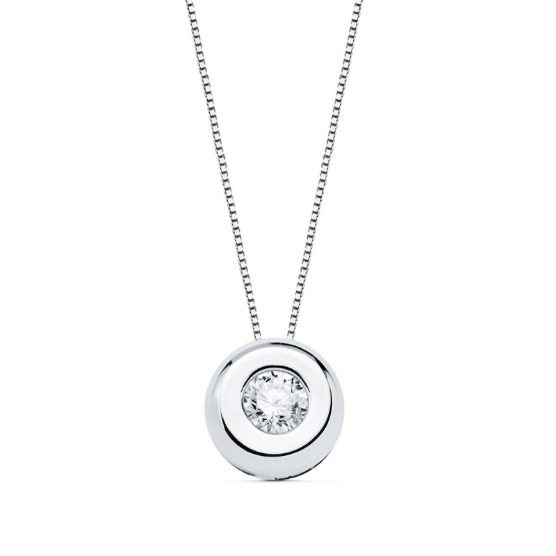 <P>Cadena con chaton de diamante 0.10 ct. oro blanco <BR>Cadena de oro blanco con un largo de 42 cm. El tipo de cierre es de rea