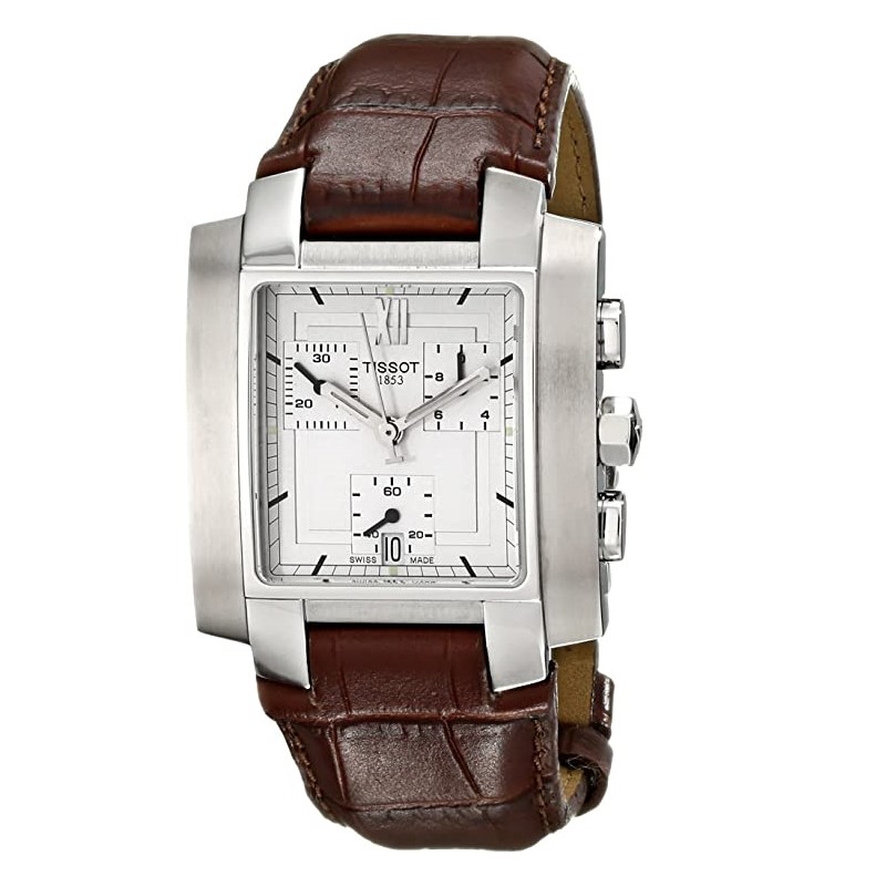 Reloj Tissot Hombre T60151733 <BR>Caja de acero inoxidable y correa de piel marron y con cronografo<BR>Esfera de color plata con