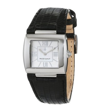 Reloj Radiant Mujer RA17601 <BR>Caja de acero cuadrada y correa de piel negra<BR>Esfera&nbsp;nacarada con detalles en plateado<B