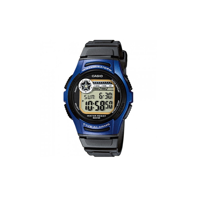 Reloj Casio w-213-2aves&nbsp;&nbsp;&nbsp;&nbsp;&nbsp; <BR>Reloj digital unisex con resina en color azul y negro. <BR>Este reloj 