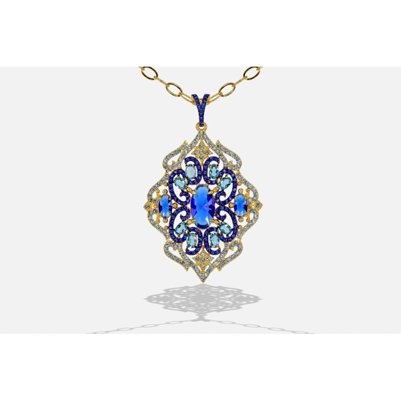 <STRONG>Collar mujer azul maximo Betro</STRONG> 9380OR&nbsp;<BR>El collar está compuesto&nbsp;por una cadena de 77 cm de largo y