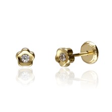 <STRONG>Pendiente oro margarita niña con diamante <BR></STRONG>Estos pendientes para niña son de oro de <STRONG>18 kilates con d