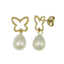 <STRONG>Pendiente mariposa oro con perla para mujer</STRONG>&nbsp; <BR>Estos<STRONG> pendientes con forma de mariposa</STRONG> e