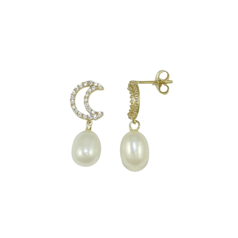 <STRONG>Pendiente oro luna con perla de mujer</STRONG>&nbsp;&nbsp;&nbsp; <BR>Estos preciosos <STRONG>pendientes con forma de lun