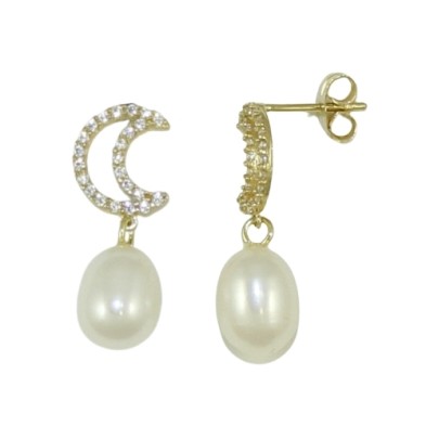 <STRONG>Pendiente oro luna con perla de mujer</STRONG>&nbsp;&nbsp;&nbsp; <BR>Estos preciosos <STRONG>pendientes con forma de lun