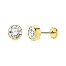 <p>Chaton de circonita y oro 18 kilates (2) (7)

 <br />Medidas: 5 mm. Cierre de rosca <br />Este producto se entrega estuchado 