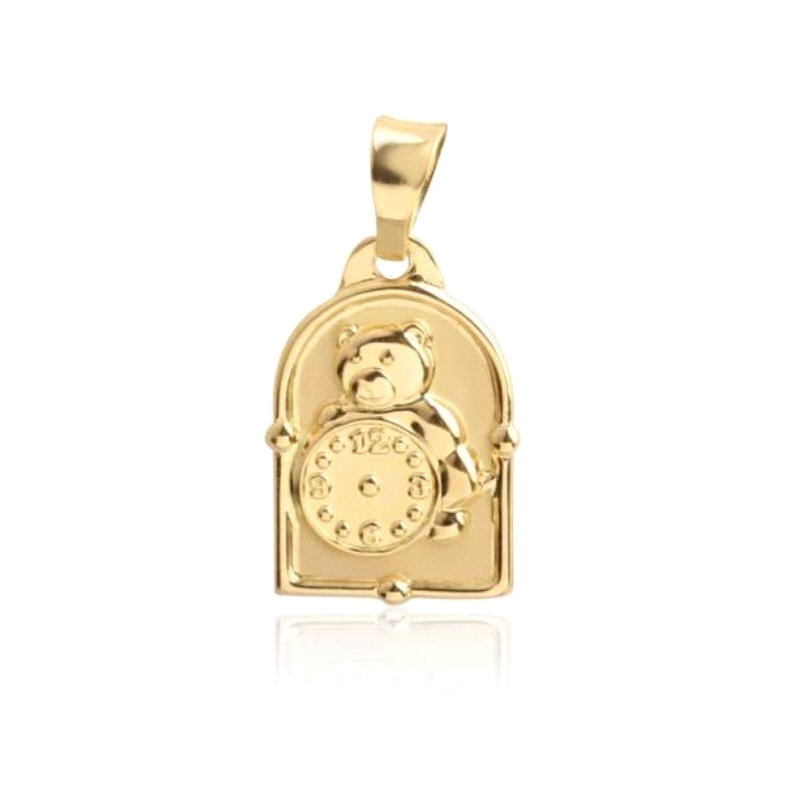 <STRONG>Medalla bebe osito</STRONG> con reloj. <STRONG>Medalla niño con reloj</STRONG> para grabar .Tiene unas medidas de 17 x11