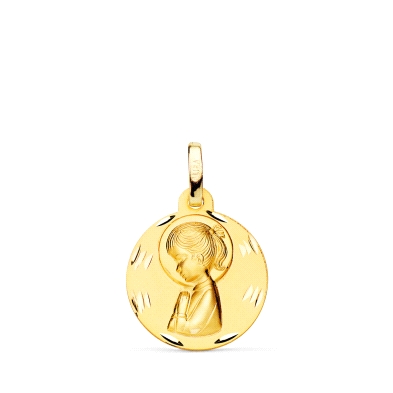 <STRONG>Medalla Virgen niña oro</STRONG>.<STRONG> Medalla de la virgen niña</STRONG> con coleta. Esta medalla tiene forma circul