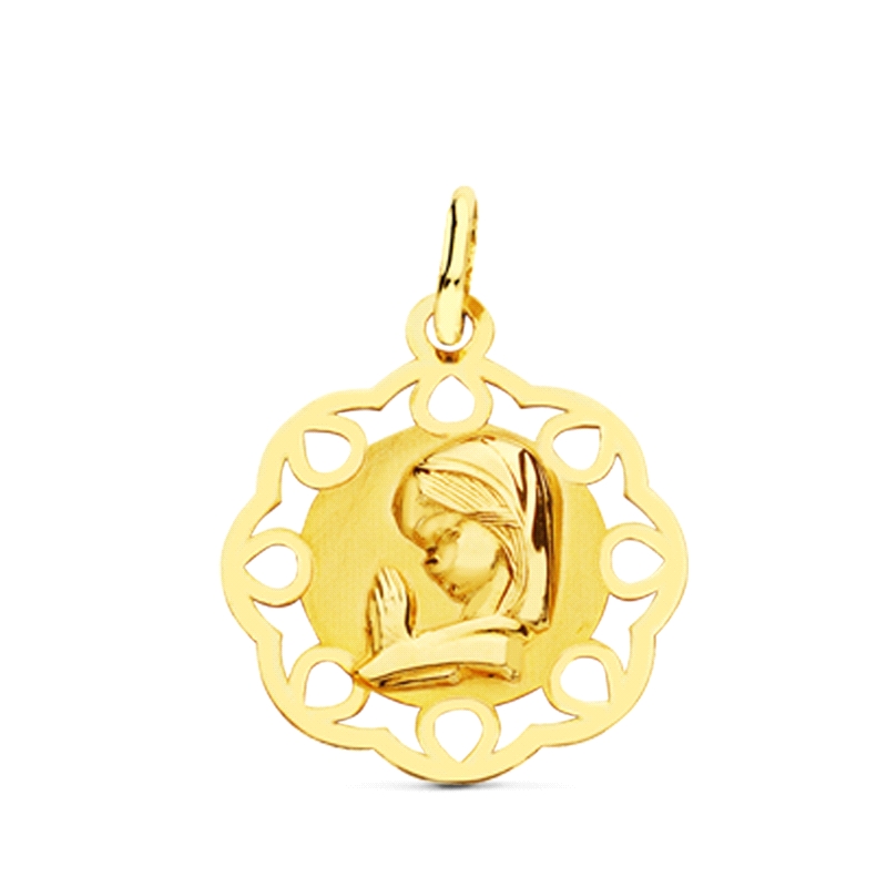 <STRONG>Medalla oro niña virgen niña</STRONG>.<STRONG> Medalla oro niña</STRONG> de forma redonda con los bordes calados, la ima