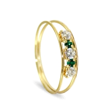 <STRONG>Anillo de mujer verde oro 18 kl</STRONG>. <STRONG>Anillo</STRONG> para<STRONG> mujer</STRONG> con circonitas blancas y v