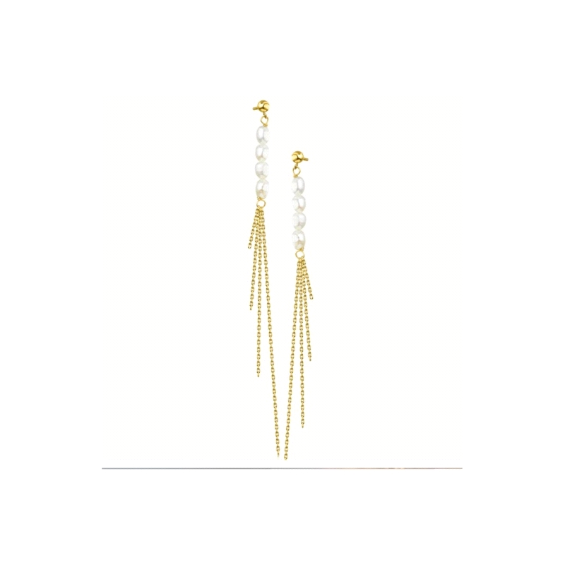 <STRONG>Pendientes LeCarré</STRONG> <BR><STRONG>Pendientes largos LeCarré</STRONG> , formado por cuatro perlas naturales Rice y 