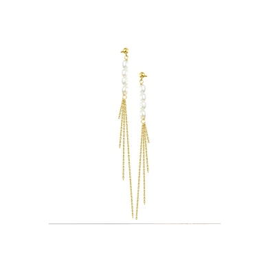 <STRONG>Pendientes LeCarré</STRONG> <BR><STRONG>Pendientes largos LeCarré</STRONG> , formado por cuatro perlas naturales Rice y 