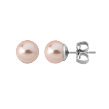 Pendiente majorica perla rosa 00324.44.2.E00.000.1<BR>Pendiente majorica perla rosa de 8 mm. cierre de presion<BR>Fabricado en p
