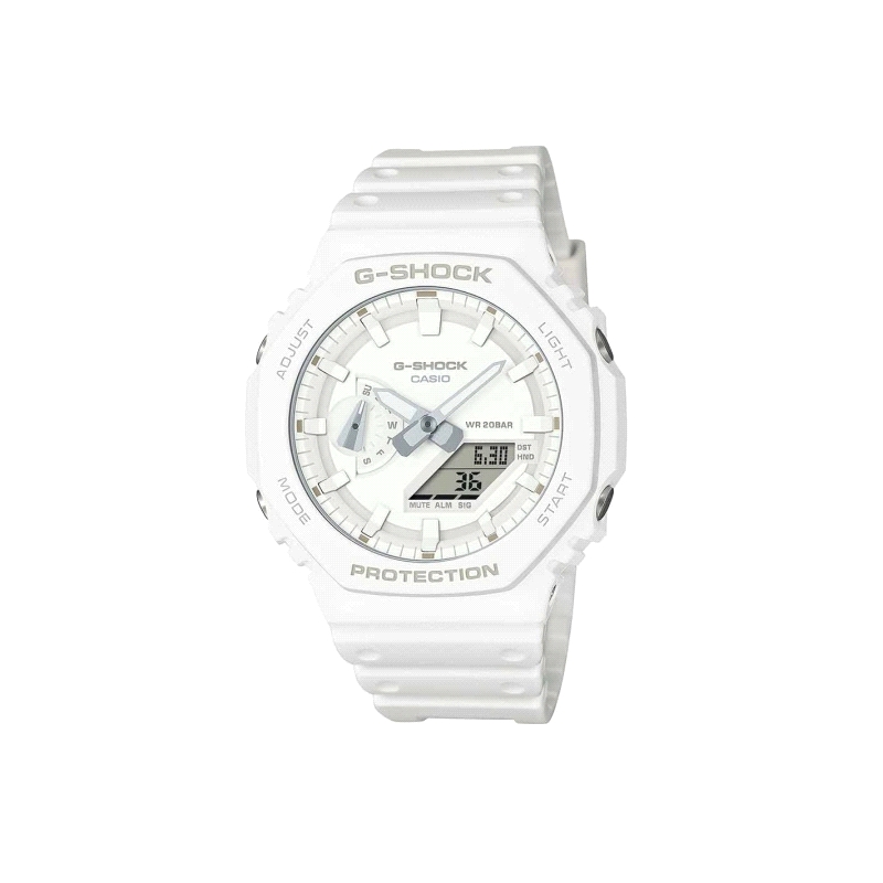 G-SHOCK GA-2100-7A7ER<BR>Reloj de resina en color blanco, resitente a golpes , estética monocromática.<BR>Estructura Carbon Core