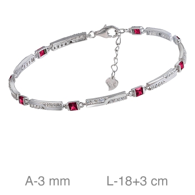 <STRONG>Pulsera plata mujer&nbsp;piedra roja cuadrada y circonitas</STRONG><BR><STRONG>Pulsera de plata para mujer</STRONG> con 