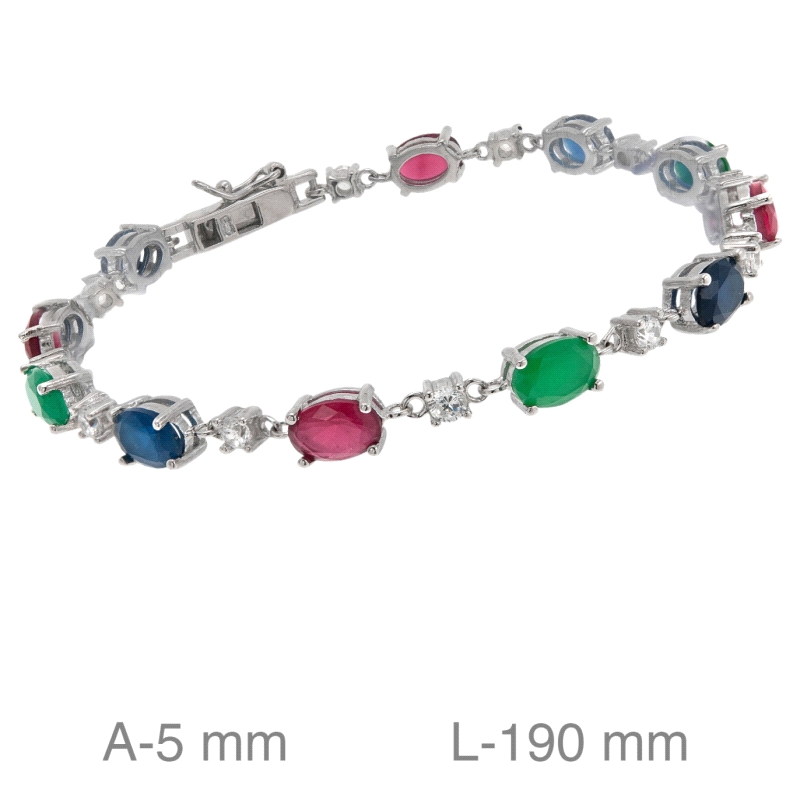 <STRONG>Pulsera de mujer plata</STRONG> piedras y circonitas&nbsp; <BR><STRONG>Pulsera de mujer en plata</STRONG> con un largo d