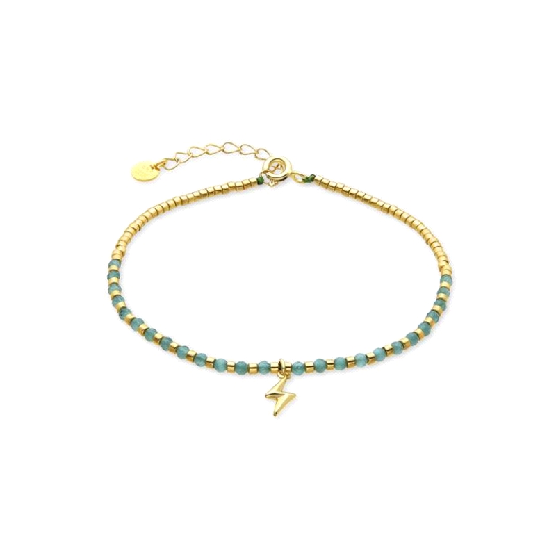 Pulsera luxenter rayo&nbsp; <BR>Pulsera con piedras verdes alternado con piezas doradas, y en el centro el colgante de un rayo.<