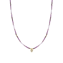 Collar luxenter Corazon con circonitas <BR>Collar de piedras de colores con corazon de circonitas<BR>Fabricado en plata chapada.