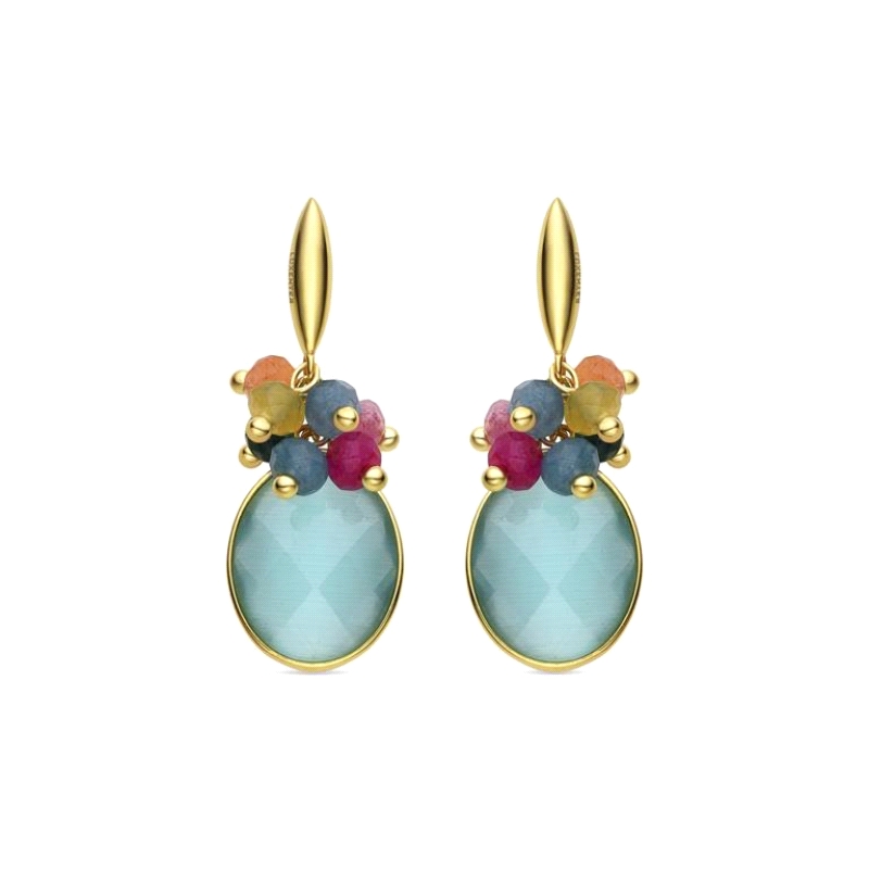 <P>Pendientes luxenter verde menta<BR>Pendientes luxenter con bolitas y piedra verde menta<BR>Fabricado en plata de primera ley 