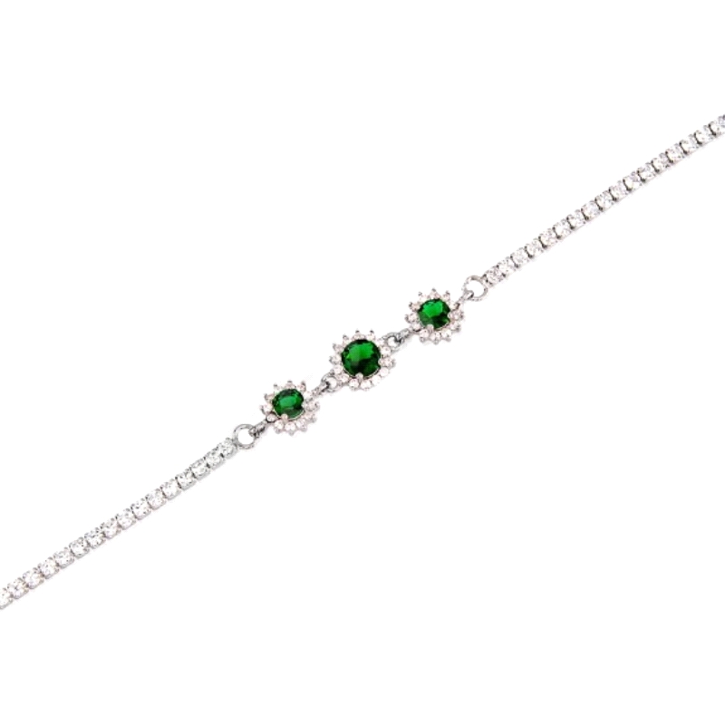 <STRONG>Pulsera mujer plata</STRONG> triple esmeralda. <STRONG>Pulser</STRONG>a para <STRONG>mujer</STRONG> de <STRONG>plata</ST