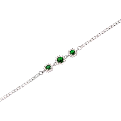 <STRONG>Pulsera mujer plata</STRONG> triple esmeralda. <STRONG>Pulser</STRONG>a para <STRONG>mujer</STRONG> de <STRONG>plata</ST