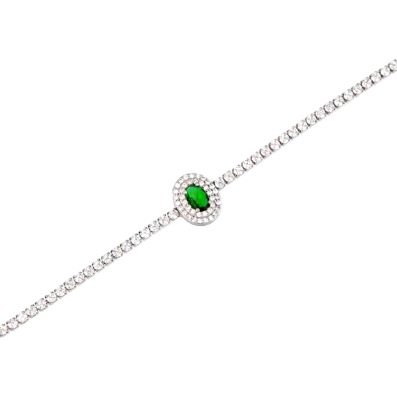 <STRONG>Pulsera plata</STRONG> circonitas <STRONG>mujer </STRONG>verde. <STRONG>Pulsera</STRONG> para <STRONG>mujer</STRONG> de 