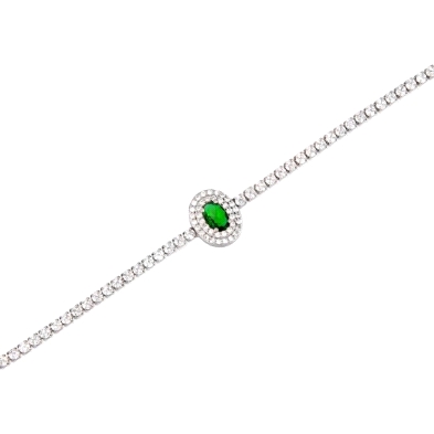 <STRONG>Pulsera plata</STRONG> circonitas <STRONG>mujer </STRONG>verde. <STRONG>Pulsera</STRONG> para <STRONG>mujer</STRONG> de 