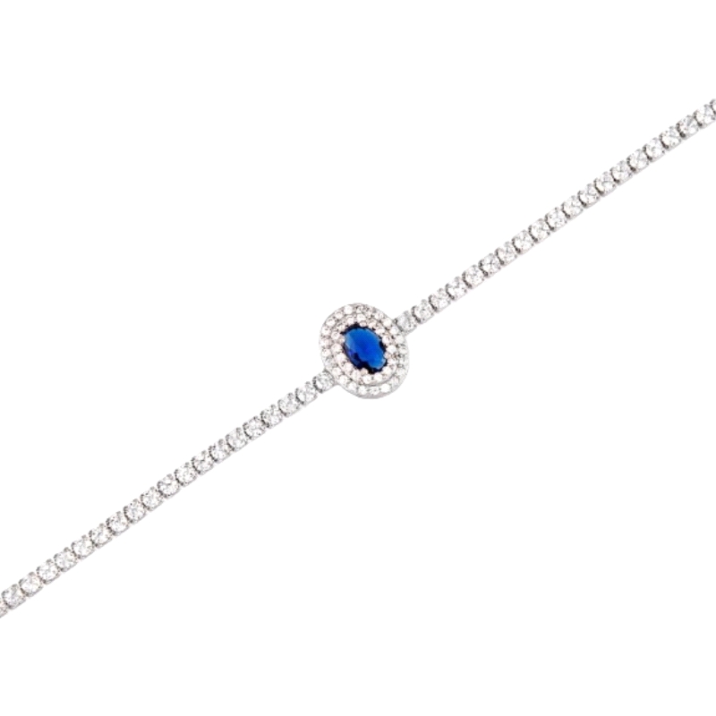 <STRONG>Pulsera</STRONG> circonitas blancas y azul<STRONG> plata</STRONG> para <STRONG>mujer</STRONG>. <STRONG>Pulsera</STRONG> 