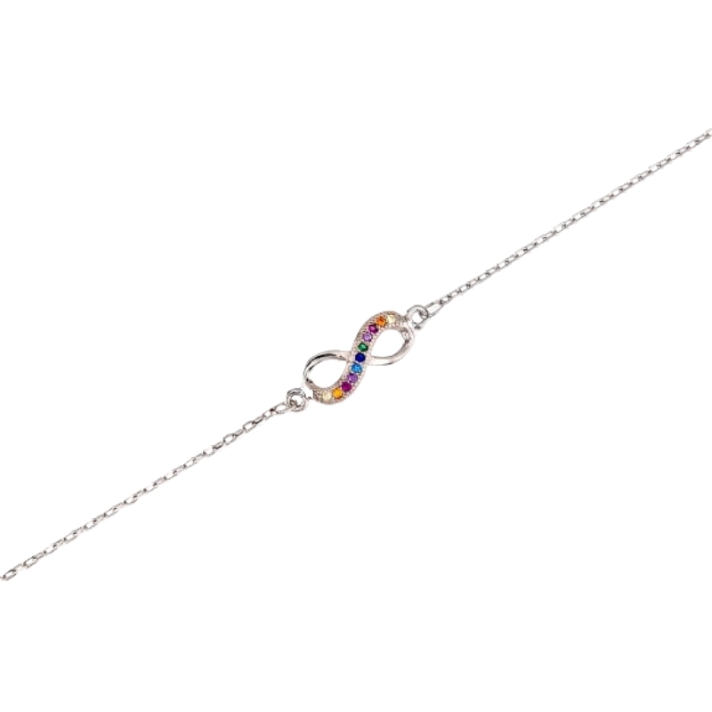 <STRONG>Pulsera plata mujer</STRONG> infinito multicolor. <STRONG>Pulser</STRONG>a&nbsp;para <STRONG>mujer</STRONG> fabricada en