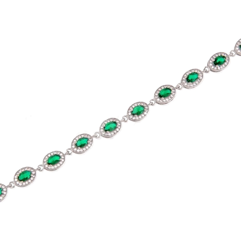 <STRONG>Pulsera plata mujer</STRONG> circonitas verdes. <STRONG>Pulsera</STRONG> de<STRONG> muj</STRONG>er fabricada en <STRONG>