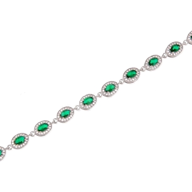 <STRONG>Pulsera plata mujer</STRONG> circonitas verdes. <STRONG>Pulsera</STRONG> de<STRONG> muj</STRONG>er fabricada en <STRONG>