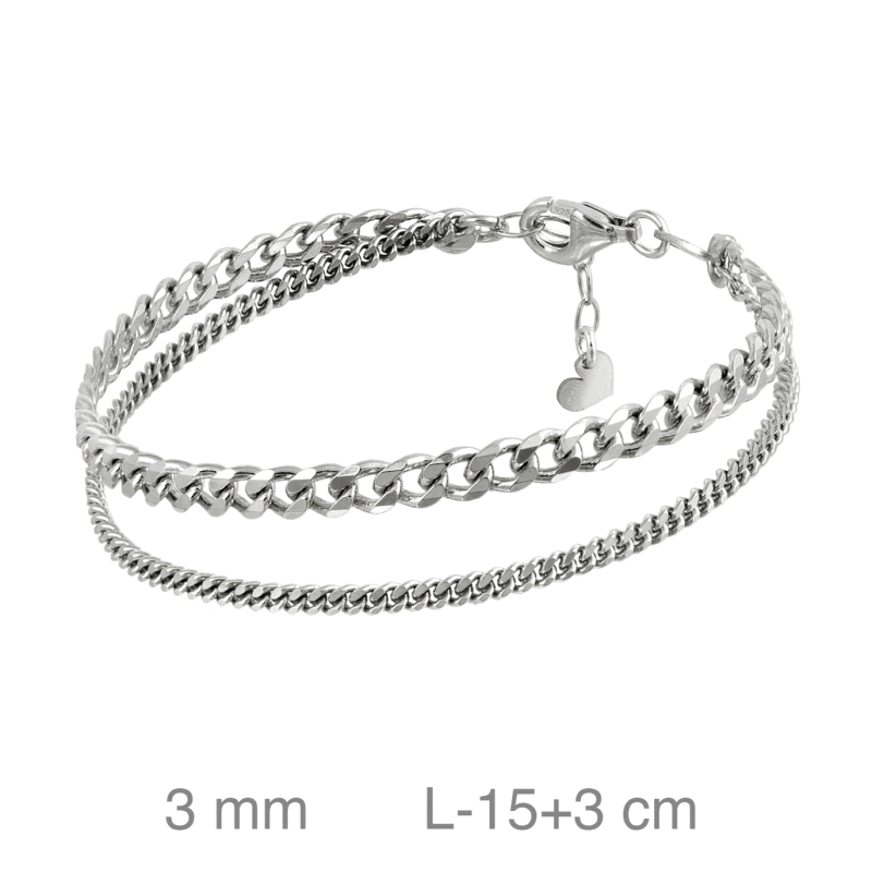 <STRONG>Pulsera</STRONG> doble cadena barbada <STRONG>plata mujer</STRONG>. <STRONG>Pulsera</STRONG> de<STRONG> mujer</STRONG> c