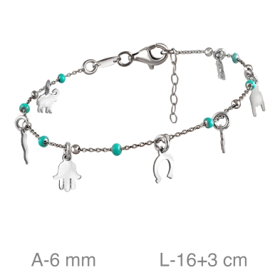 <STRONG>Pulsera plata mujer</STRONG> con fetiches de la <STRONG>suerte</STRONG>. <STRONG>Pulsera</STRONG> de <STRONG>mujer</STRO