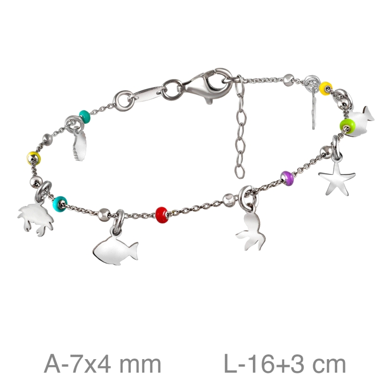 <STRONG>Pulsera plata mujer</STRONG> colgantes. <STRONG>Pulsera</STRONG> fabricada en<STRONG> plata</STRONG> de ley de 925 milés