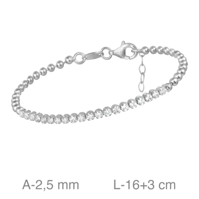 <STRONG>Pulsera</STRONG> bolas y circonitas<STRONG> mujer plata</STRONG>. <STRONG>Pulsera</STRONG> formada por bolas y circonita