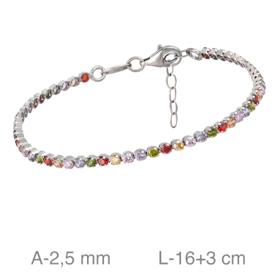 <STRONG>Pulsera plata mujer</STRONG> multicolor plata riviere. <STRONG>Pulsera</STRONG> para <STRONG>mujer</STRONG> con circonit