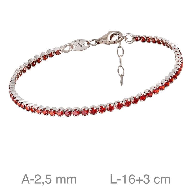 <STRONG>Pulsera plata mujer</STRONG> riviere roja. <STRONG>Pulsera</STRONG> para <STRONG>mujer</STRONG> con circonitas rojas mod