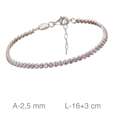 <STRONG>Pulsera plata mujer</STRONG> violeta modelo riviere. <STRONG>Pulsera</STRONG> para<STRONG> mujer</STRONG> modelo riviere